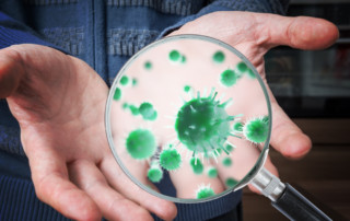 prevent germ spread magnifying glass with germs